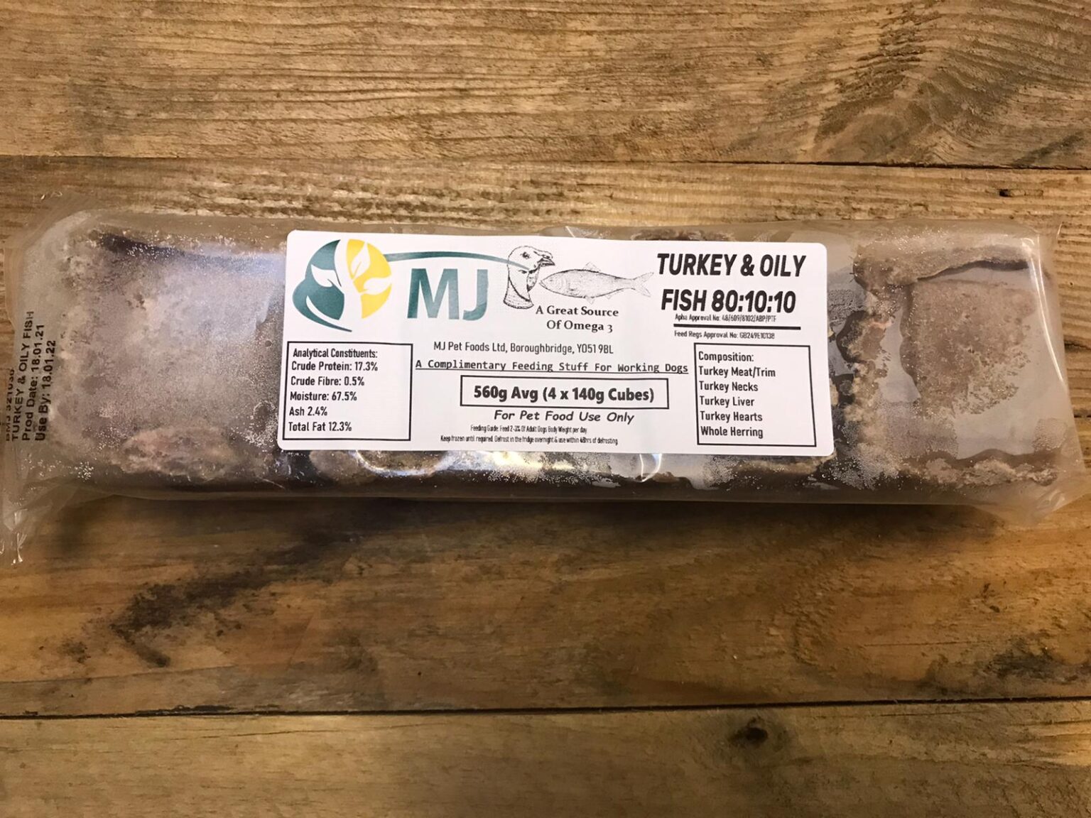 MJ Turkey & Oily Fish 560g Nuneaton Raw Pet Food