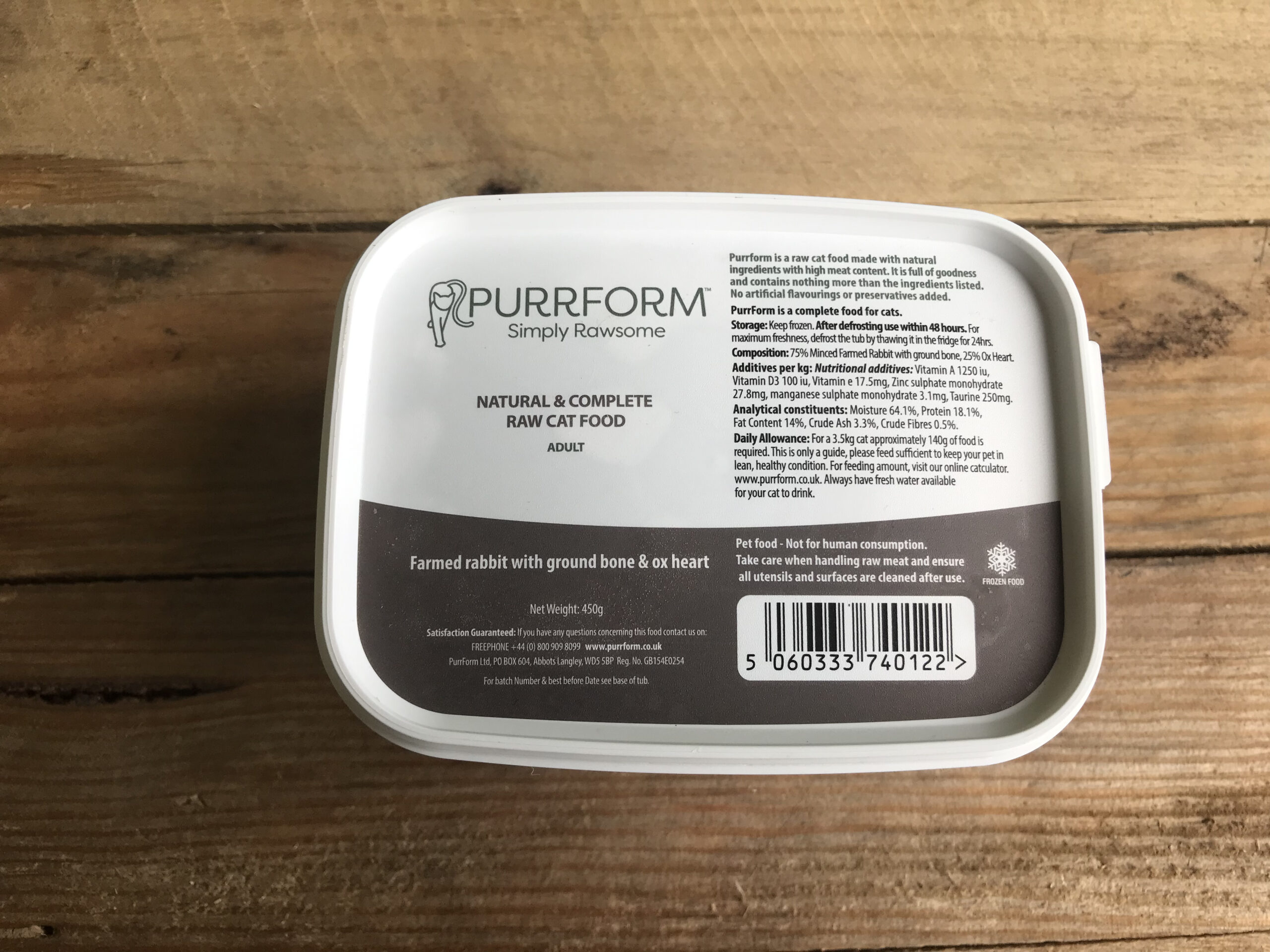 PurrForm Farmed Rabbit With Ox Heart – 450g