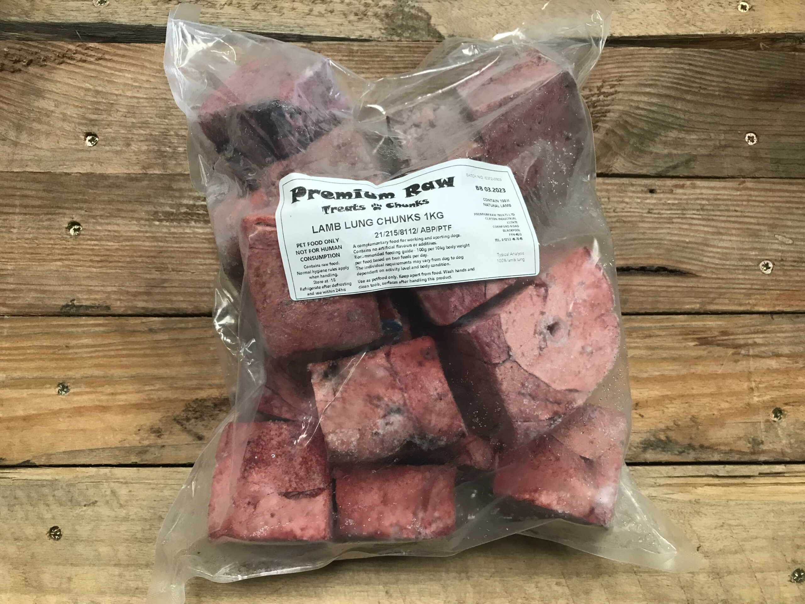 Premium Raw Lamb Lung Chunks – 1kg