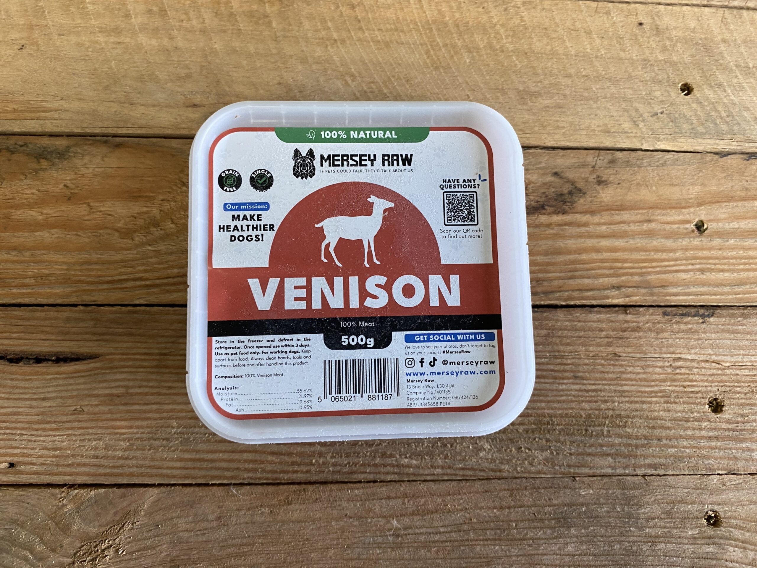 Mersey Raw Boneless Venison – 500g