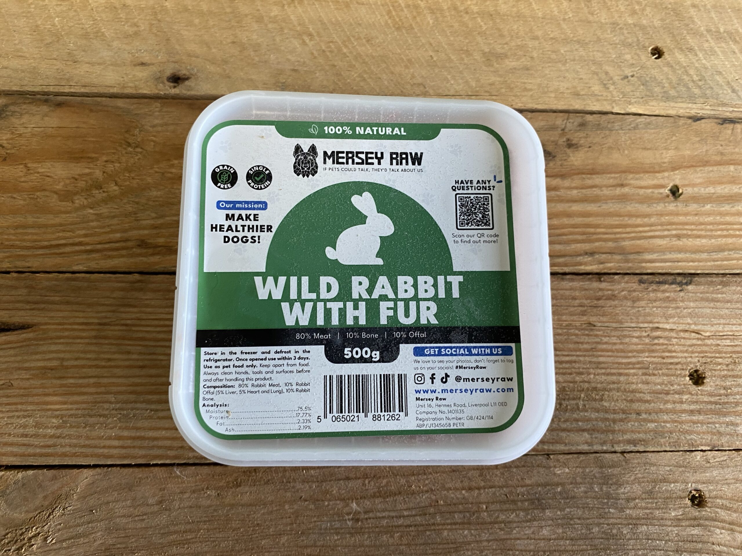 Mersey Raw Rabbit – 500g