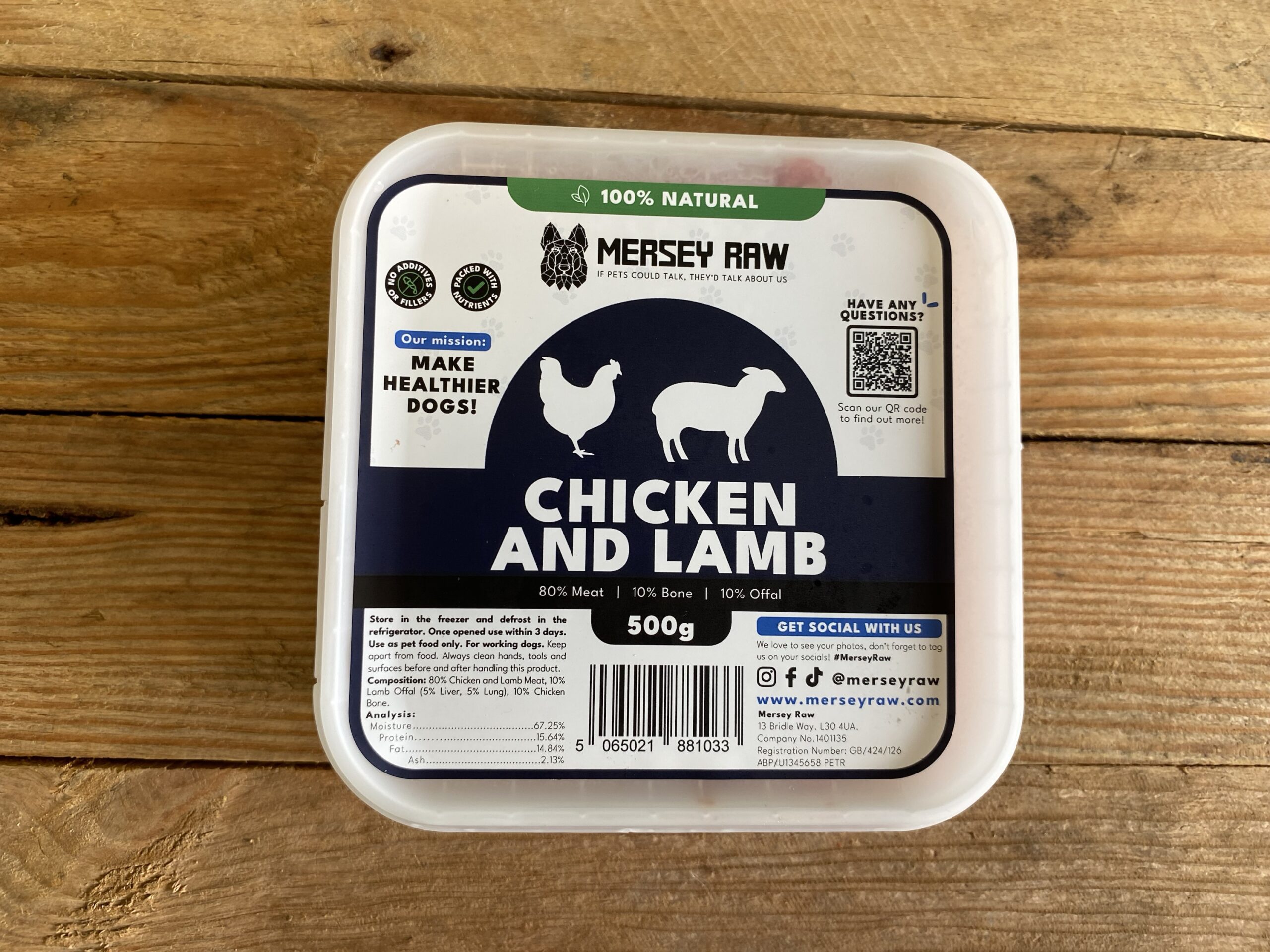 Mersey Raw Chicken & Lamb – 500g